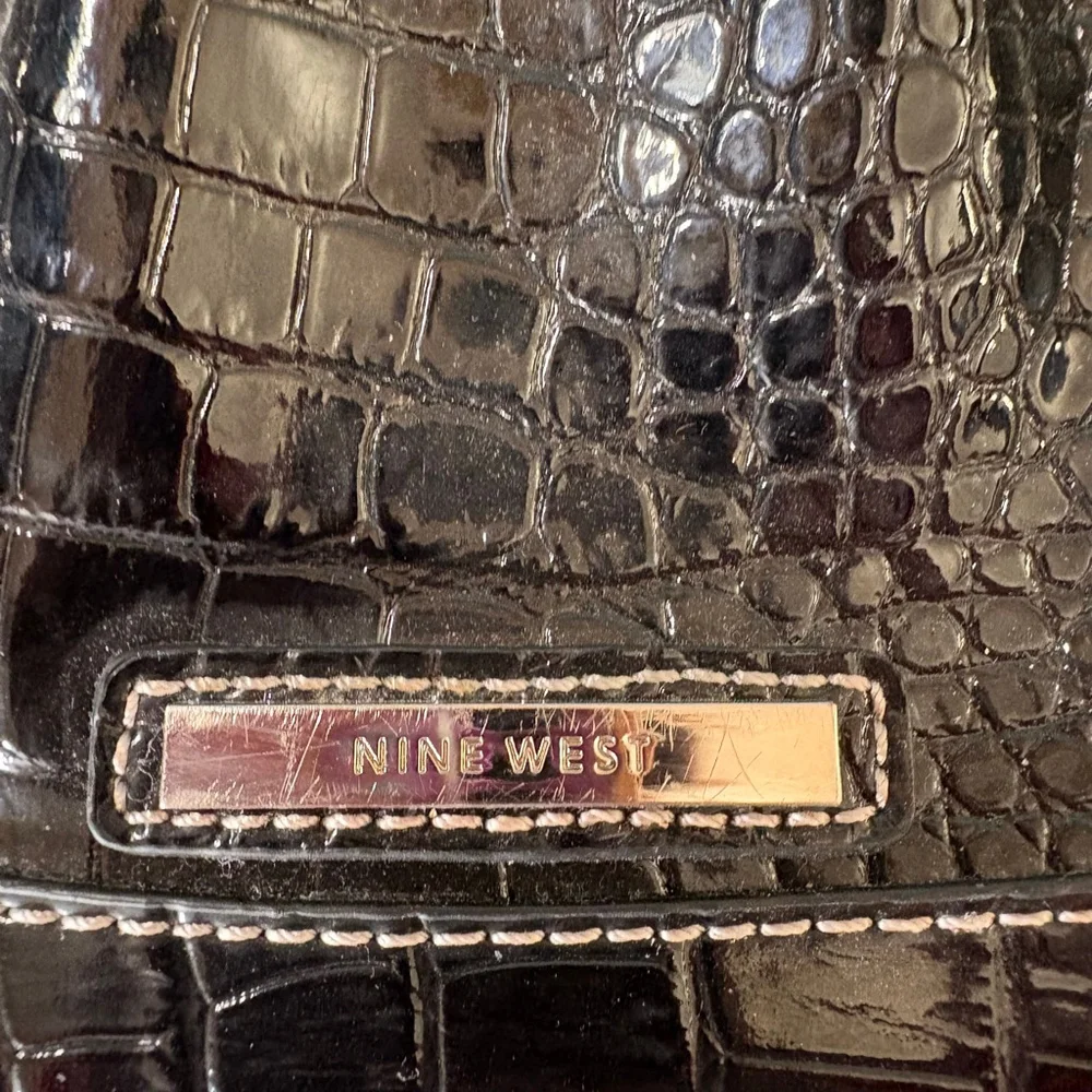 Nine West Black SilverCroc Embossed Clutch One Size